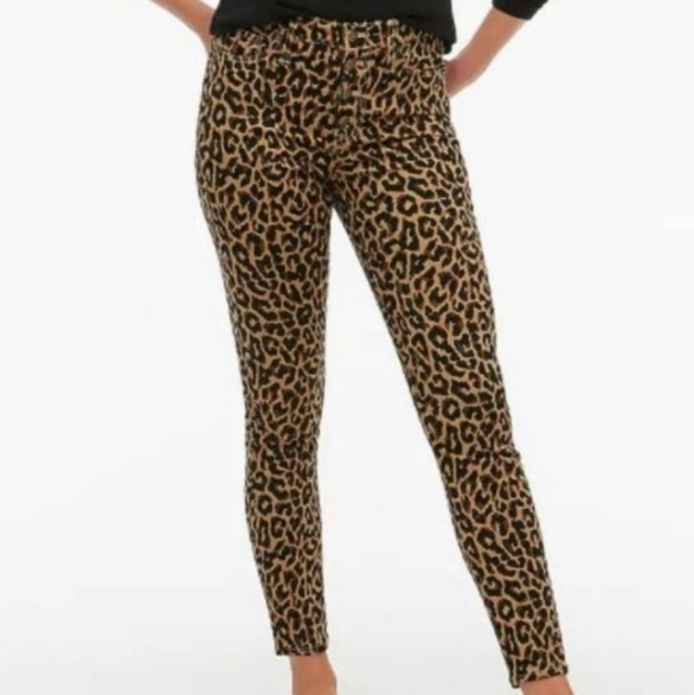 J. Crew 9" High Rise Cheetah Print Skinny Jeans